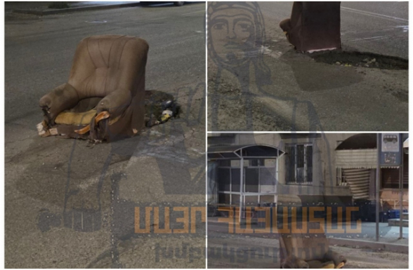 Չարբախ թաղամաս, Շիրակի փողոց. բազկաթոռով փոսն են ծածկել